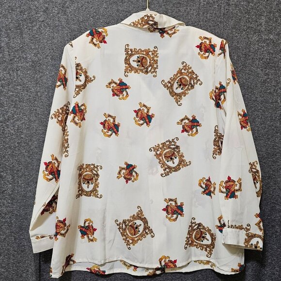 Hunters Run Shirt Womens‎ Size B6 White Gold Printed Long Sleeve Button Down - Picture 7 of 16